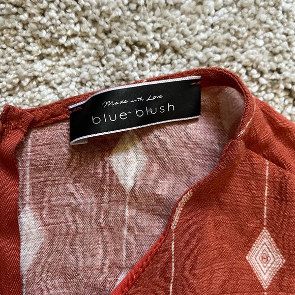 Blue Blush Women’s Size Medium Rust Cropped Jumpsuit Short Sleeve Bohemian - Picture 2 of 10